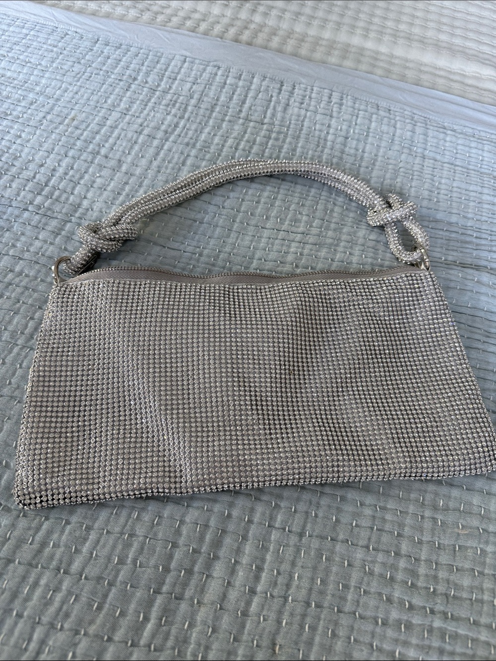 Rhinestone Evening Shoulder Bag in Silver